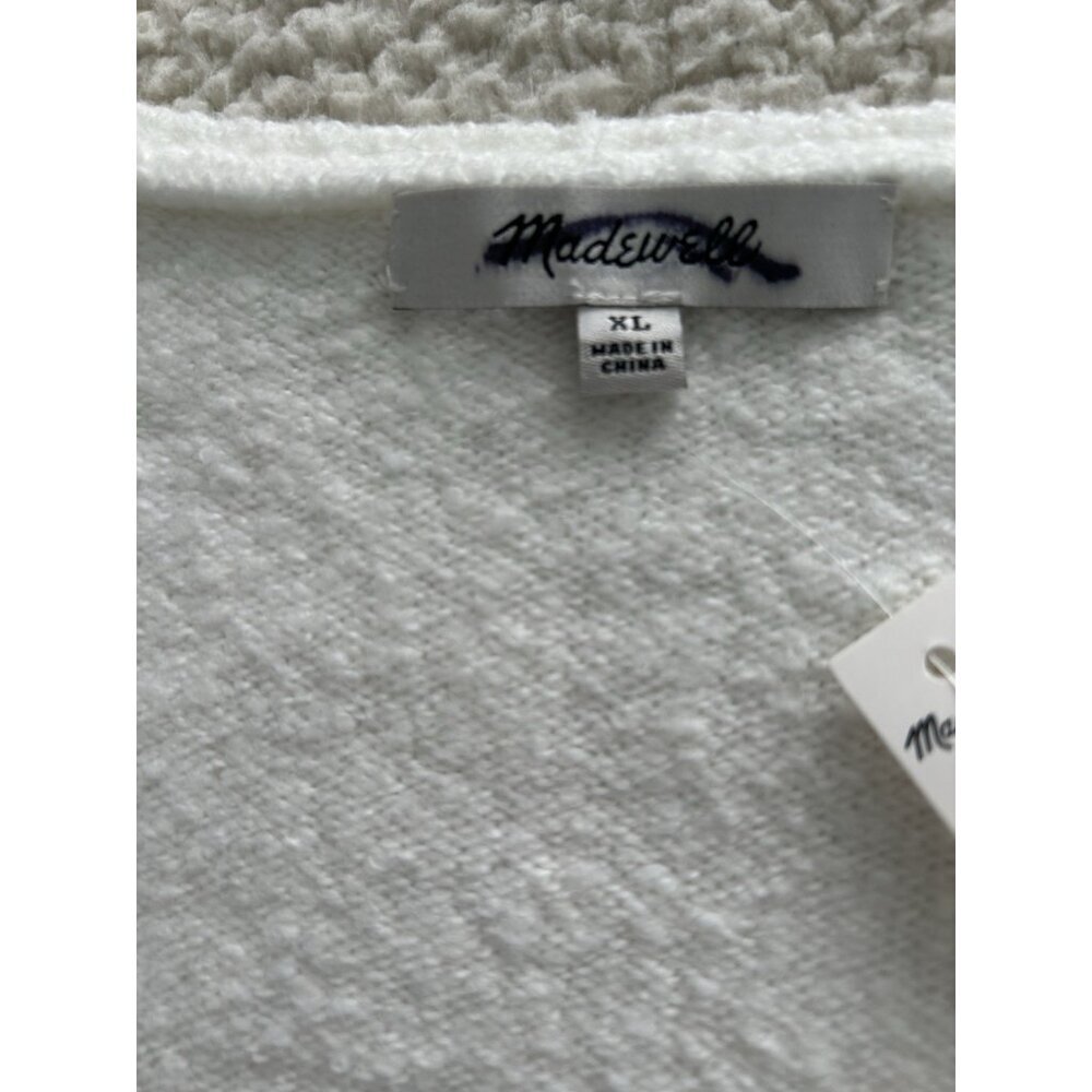 Madewell Wedged V-Neck Sweater Ivory Cotton Wool Blend Size XL NT587 - Picture 6 of 9